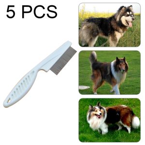 5 PCS Pet Combs Fine Toothed Stainless Steel Needle Fleas Removal Combs, Length: 18.5cm