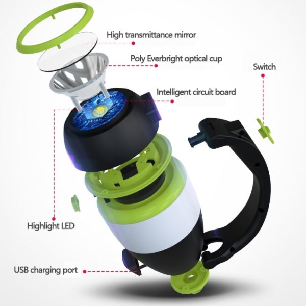 L001 5W USB Charging Hand-held LED Camping Lamp with Power Bank Function(Green) - Image 4