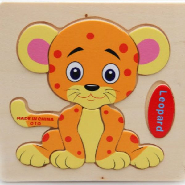 2 PCS Educational Toddler Wooden Toy Cartoon Animal 3D Puzzle – Image 2