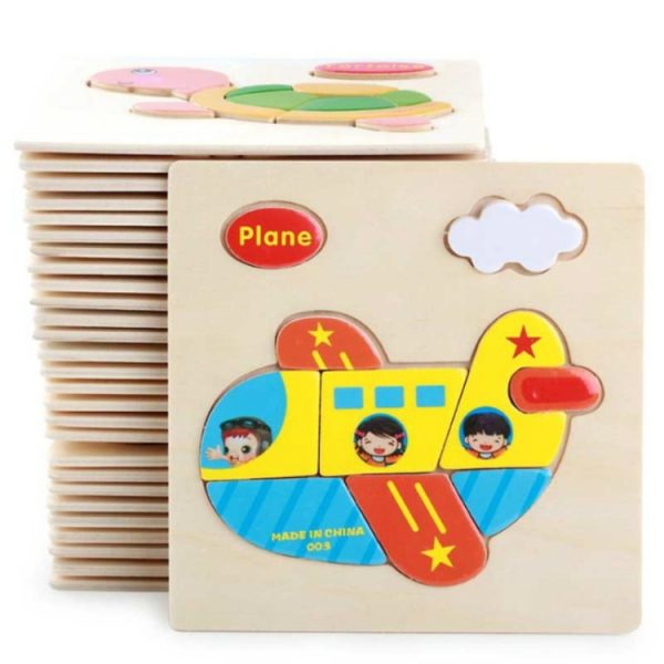 2 PCS Educational Toddler Wooden Toy Cartoon Animal 3D Puzzle – Image 5