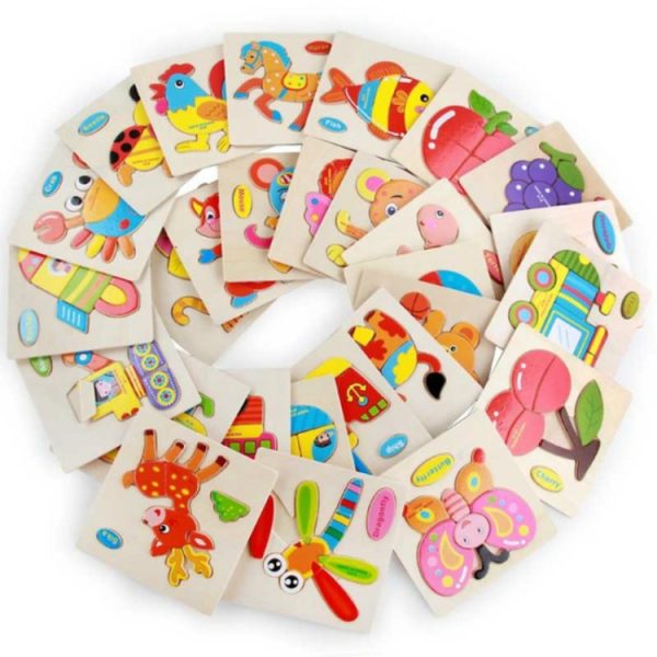 2 PCS Educational Toddler Wooden Toy Cartoon Animal 3D Puzzle – Image 6