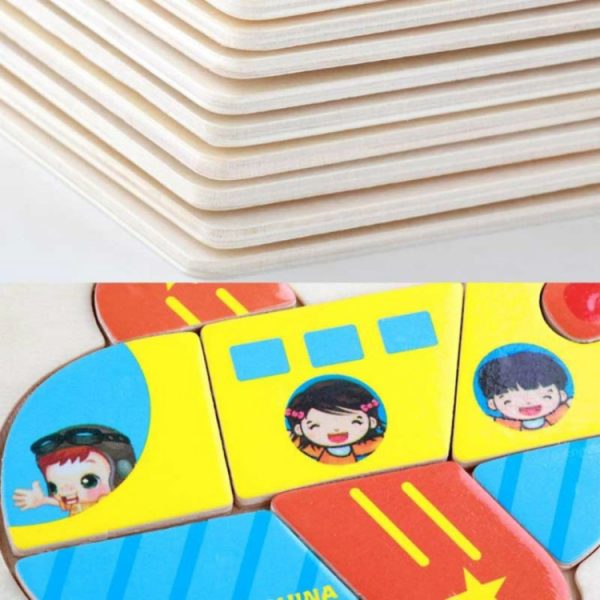 2 PCS Educational Toddler Wooden Toy Cartoon Animal 3D Puzzle – Image 7