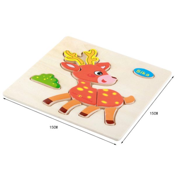 2 PCS Educational Toddler Wooden Toy Cartoon Animal 3D Puzzle – Image 8