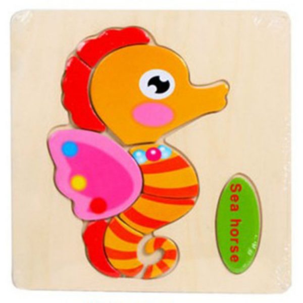 2 PCS Educational Toddler Wooden Toy Cartoon Animal 3D Puzzle – Image 12