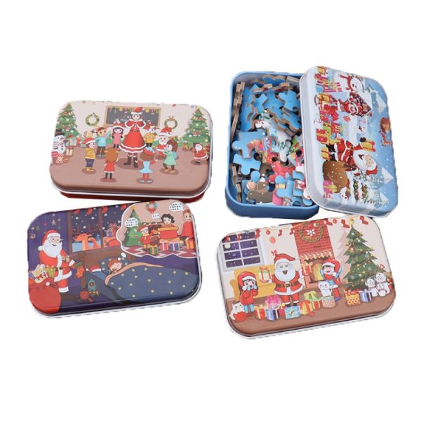 4 PCS Christmas Wooden Handmade Santa Claus Puzzle Toy - Image 5
