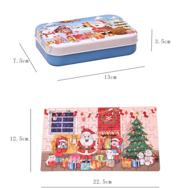4 PCS Christmas Wooden Handmade Santa Claus Puzzle Toy - Image 6