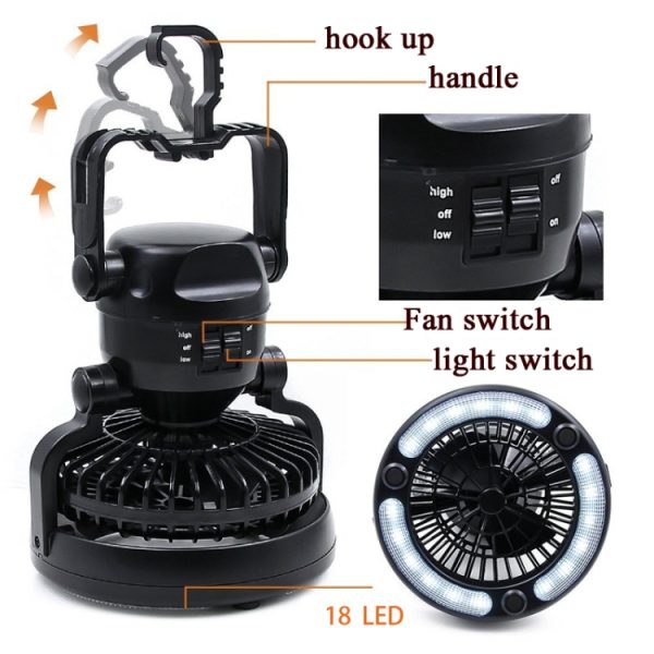 18 LEDs 78LM Portable  Dual Purpose Camping Fan and Light - Image 3