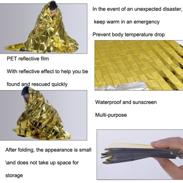 Outdoor Survival Emergency Insulation Blanket Gold Silver Double-Sided Mat - Image 3