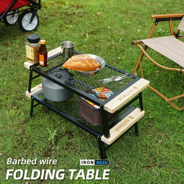 CLS Outdoor Folding Mesh Table Camping Iron Folding Table Portable Barbecue Rack Car Camping Rack - Image 5