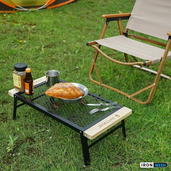CLS Outdoor Folding Mesh Table Camping Iron Folding Table Portable Barbecue Rack Car Camping Rack - Image 7