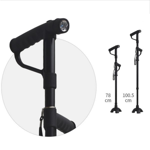 Multifunctional Folding Double-Handle Elderly Crutches/Walking Sticks With Lights - Image 4