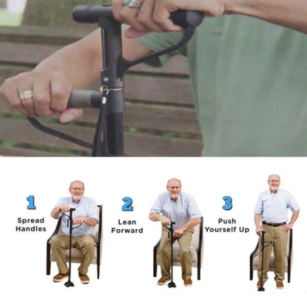Multifunctional Folding Double-Handle Elderly Crutches/Walking Sticks With Lights - Image 8