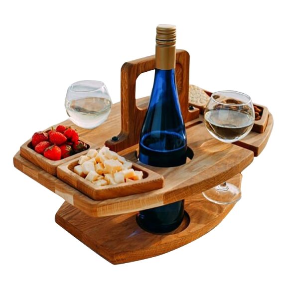 Portable Picnic Wooden Wine Glass Holder Detachable Wine Table - Image 3