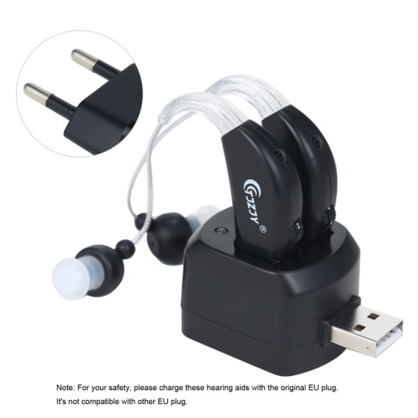Rechargeable Hearing Aids for Seniors Personal Sound Amplifier with Charging Base,EU Plug - Image 4