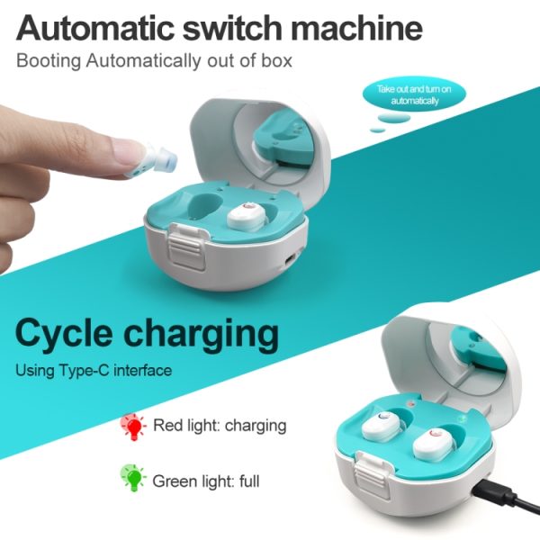 TWS On-Ear Sound Amplifier Hearing Aid with Charging Compartment - Image 6