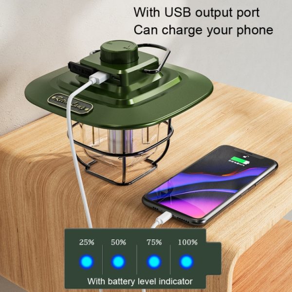 LY02 LED Retro Lantern Hand Tent Lamp USB Charging Camping Light - Image 7