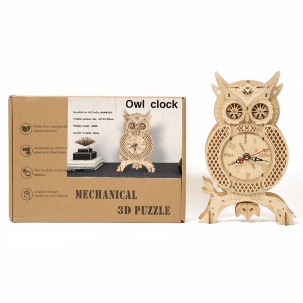 Owl Clock 3D Wooden Puzzle Toys DIY – Image 2
