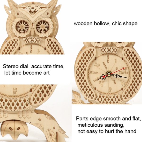 Owl Clock 3D Wooden Puzzle Toys DIY – Image 6