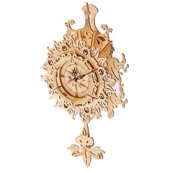 Retro Wall Clock 3D Wooden Puzzle Toys DIY - Image 2