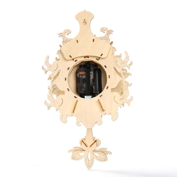 Retro Wall Clock 3D Wooden Puzzle Toys DIY - Image 3