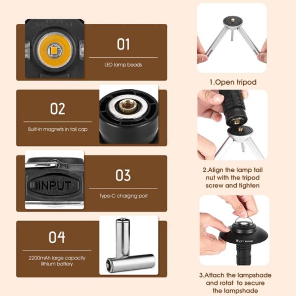 WEST BIKING Outdoor Lighthouse Camping Light LED Portable Magnetic Emergency Flashlight - Image 8