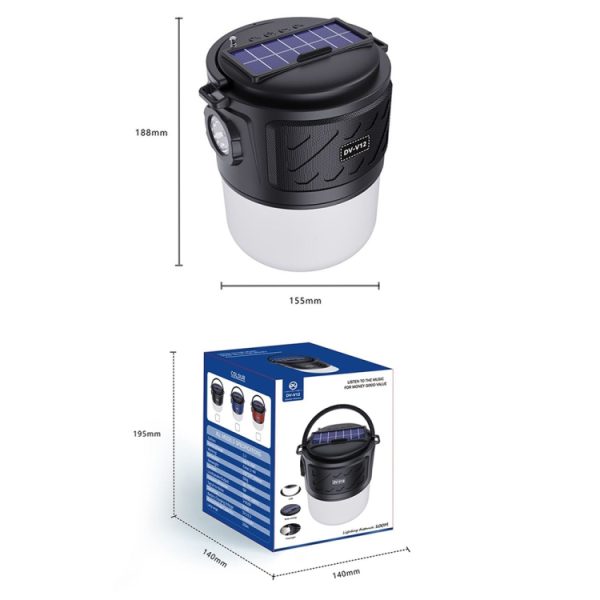 DV-V12 Outdoor Solar Camping Light FM Card Bluetooth Speaker - Image 6