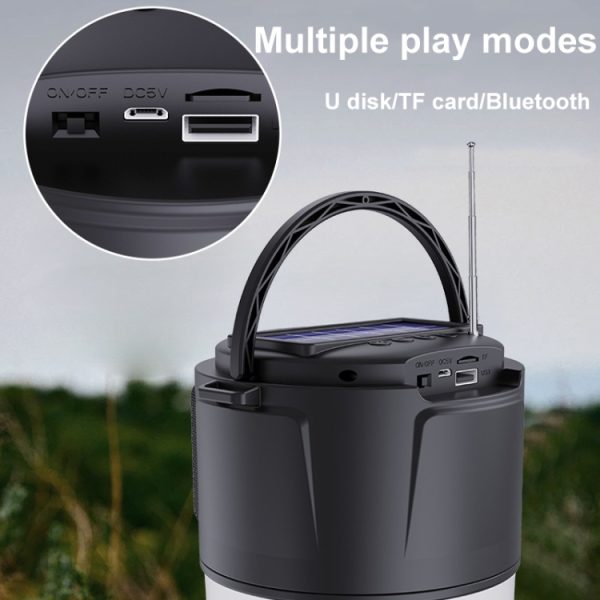 DV-V12 Outdoor Solar Camping Light FM Card Bluetooth Speaker - Image 9