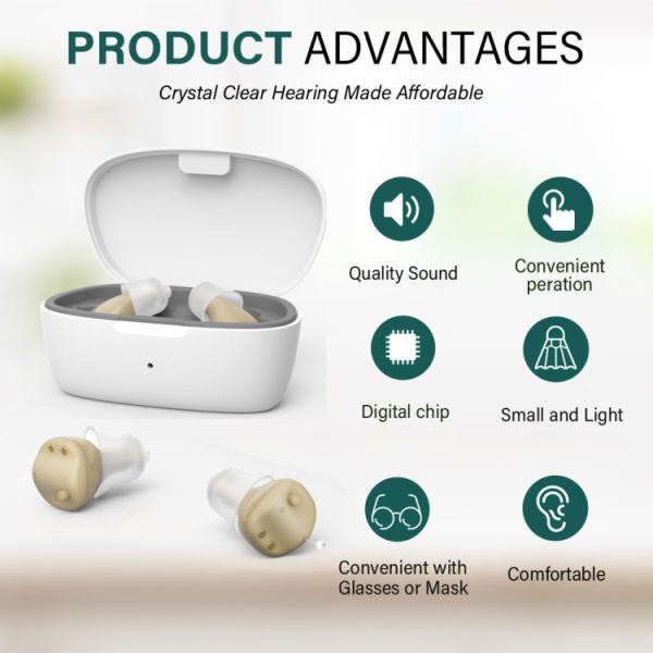 In-ear TWS Invisible Hearing Aid Digital Sound Amplifier with Charging Box – Image 4
