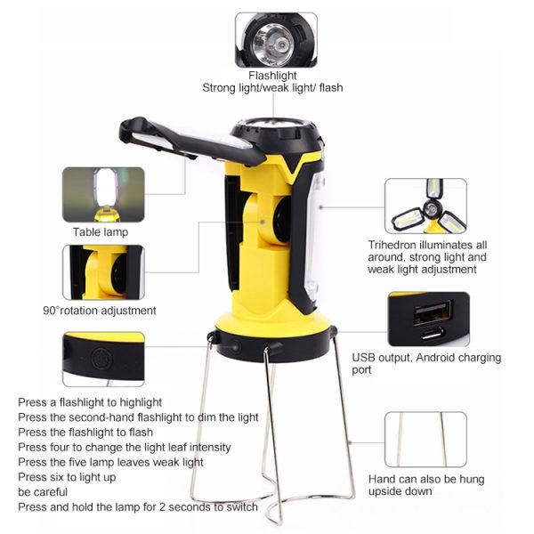 Multifunctional USB Charging Camping  Outdoor Tent Portable Flashlight/ Table Lamp - Image 4