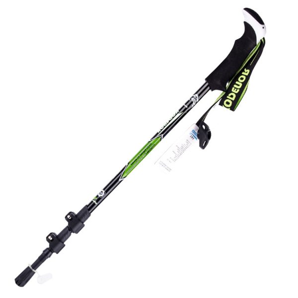 KODENOR Outdoor Mountaineering Portable Foldable Carbon Fibre Straight Handle Alpenstocks Trekking Poles, Length : 63-135CM, Length : 63-135CM (Black+green), Length : 63-135CM (Black Blue), Length : 63-135CM (Black Yellow) - Image 2
