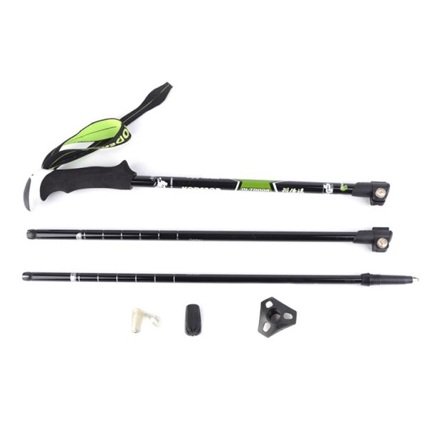 KODENOR Outdoor Mountaineering Portable Foldable Carbon Fibre Straight Handle Alpenstocks Trekking Poles, Length : 63-135CM, Length : 63-135CM (Black+green), Length : 63-135CM (Black Blue), Length : 63-135CM (Black Yellow) - Image 3