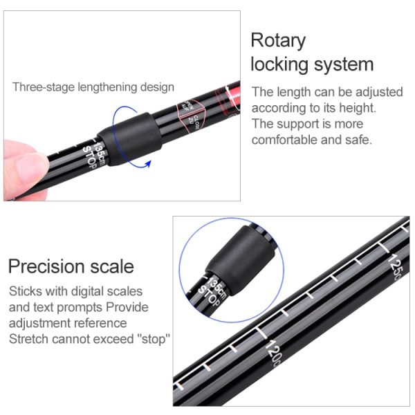 Aotu AT7551 135cm Aluminum Alloy Outdoor Camping Corky Trekking Poles, Silver#135cm, Black#135cm, Blue#135cm, Red#135cm - Image 5
