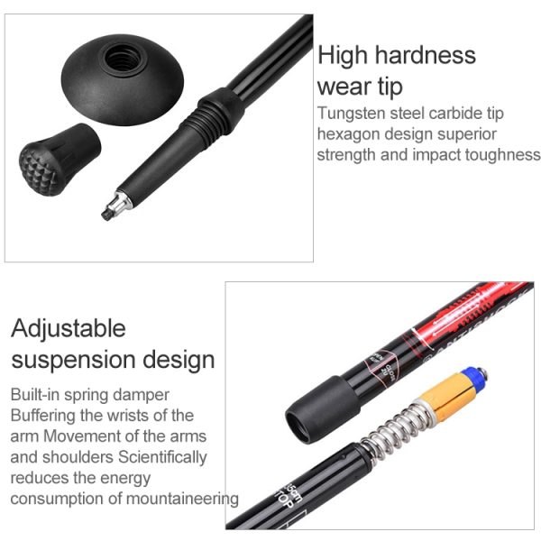 Aotu AT7551 135cm Aluminum Alloy Outdoor Camping Corky Trekking Poles, Silver#135cm, Black#135cm, Blue#135cm, Red#135cm - Image 6