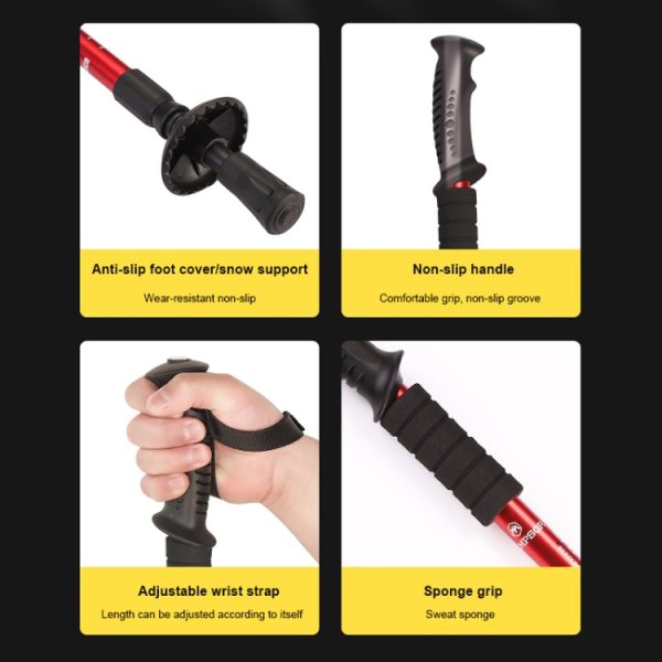 Folding Adjustable Crutch / Walking Stick with Compass, Height: 0.5-1.1m (Random Color Delivery) - Image 3
