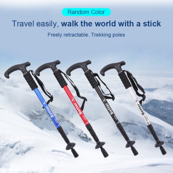 Folding Adjustable Crutch / Walking Stick with Compass, Height: 0.5-1.1m (Random Color Delivery) - Image 5