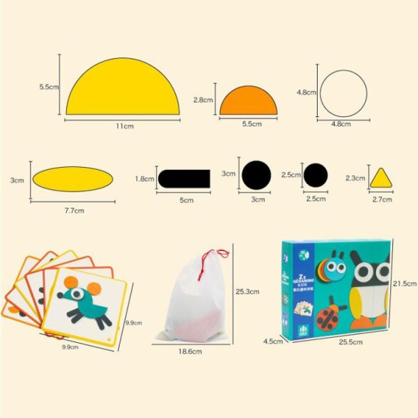 Creative Montessori Fun Children Puzzle Toys Baby Early Education Multi-functional Puzzle DIY Tangram – Image 6