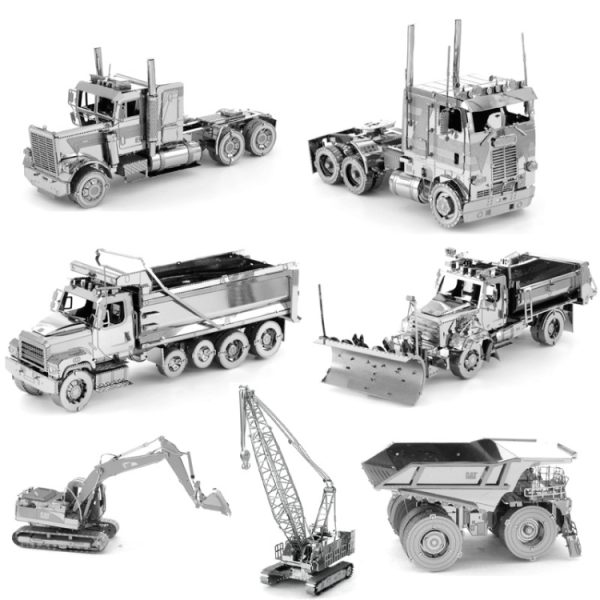 3D Metal Assembly Model Engineering Vehicle Series DIY Puzzle Toy, Dump Truck, Snow Plow, Bulldozer, Excavator, Truck, Automatic Grader, Loader, COE Truck, Quay Crane, Crane, Diaphragm Wall Grab, Tractor, Long Nose Truck - Image 3
