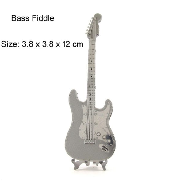 3 PCS 3D Metal Assembly Musical Instrument Model DIY Puzzle Toy, Lead Guitar, Drum Kit, Bass Guitar, Cello, Piano, Projector - Image 2