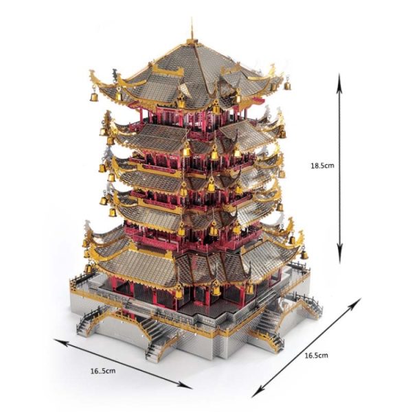 3D Metal Assembly Model Tower of Yellow Crane Puzzle Toy - Image 7