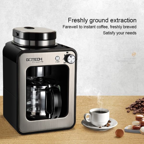 GOTECH Household Small Coffee Machine Automatic Grinding Integrated Commercial Freshly Ground Drip Coffee Pot, UK Plug, EU Plug – Image 5