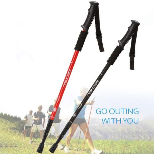 NECASIL Three-section Aluminum Alloy Straight Handle Retractable Trekking Trekking Pole, Three-section (Black), Three-section (Red), Three-section (Blue), Three-section (Silver), Three-section (Purple) - Image 5