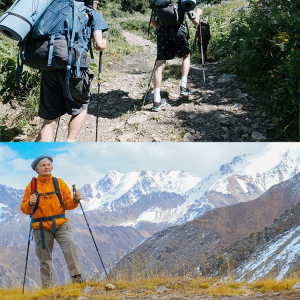 NECASIL Three-section Aluminum Alloy Straight Handle Retractable Trekking Trekking Pole, Three-section (Black), Three-section (Red), Three-section (Blue), Three-section (Silver), Three-section (Purple) - Image 6