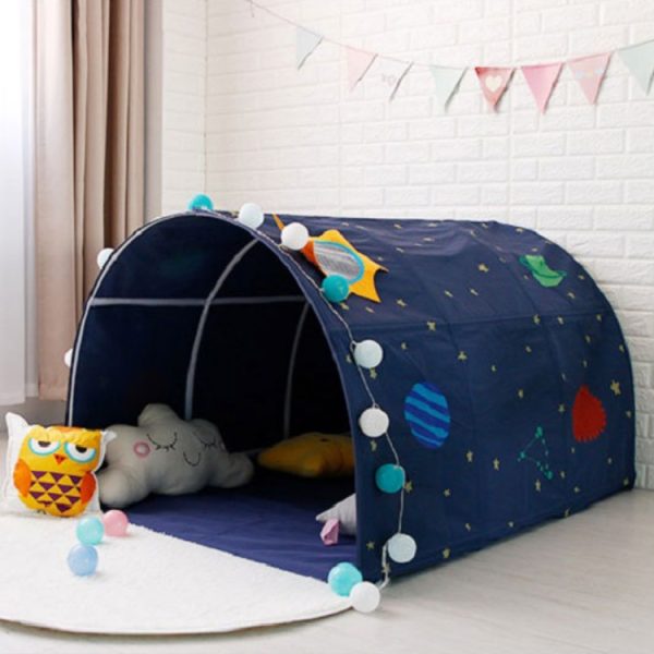 Children Home Bed Crawl Tunnel Game House Tent, Blue, Pink, – Image 3