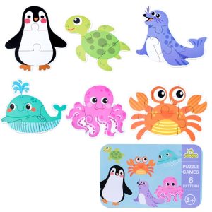 DUOQU Children Early Education Picture Puzzle Toy Box Set, Ocean Animal, Dinosaur, Wild Animal, Livestock  Animal, Transportation