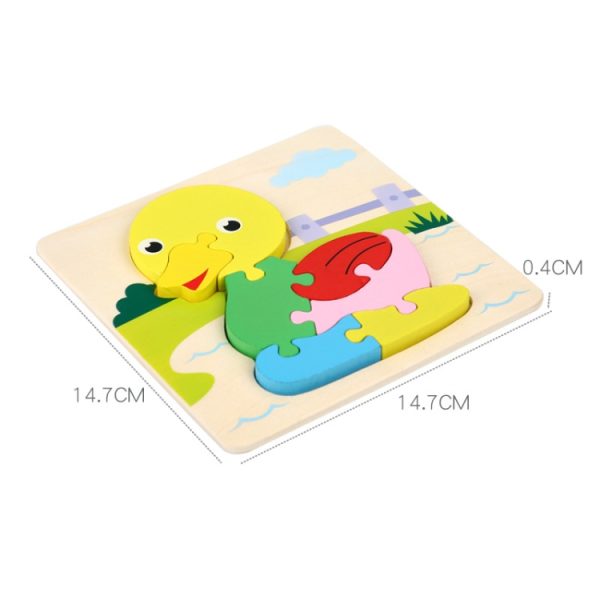 4 PCS / Sets Of Children Early Education Three-Dimensional Wooden Animal Puzzle Toys, Tiger + Kitten + Submarine + Ambulance, Elephant + Hippo + Whale + Ocean Fish, Panda + Bear + Rocket + Ship, Duck + Dragonfly + Rhino + Pony - Image 3