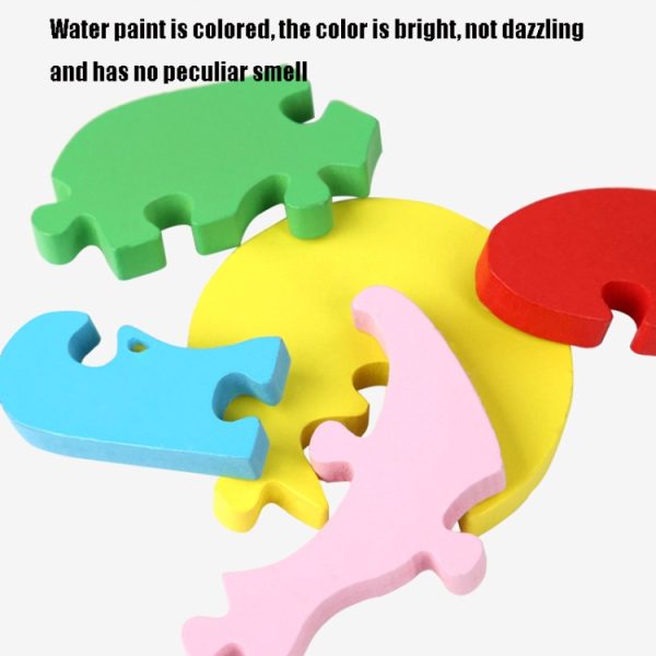 4 PCS / Sets Of Children Early Education Three-Dimensional Wooden Animal Puzzle Toys, Tiger + Kitten + Submarine + Ambulance, Elephant + Hippo + Whale + Ocean Fish, Panda + Bear + Rocket + Ship, Duck + Dragonfly + Rhino + Pony - Image 7