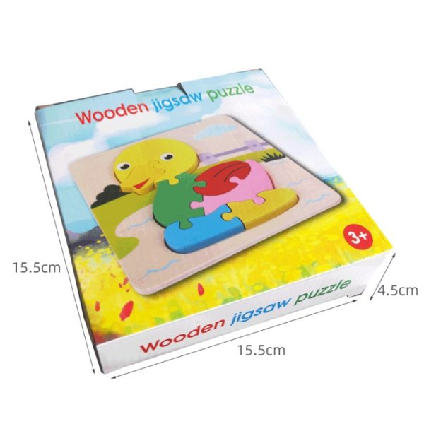 4 PCS / Sets Of Children Early Education Three-Dimensional Wooden Animal Puzzle Toys, Tiger + Kitten + Submarine + Ambulance, Elephant + Hippo + Whale + Ocean Fish, Panda + Bear + Rocket + Ship, Duck + Dragonfly + Rhino + Pony - Image 9