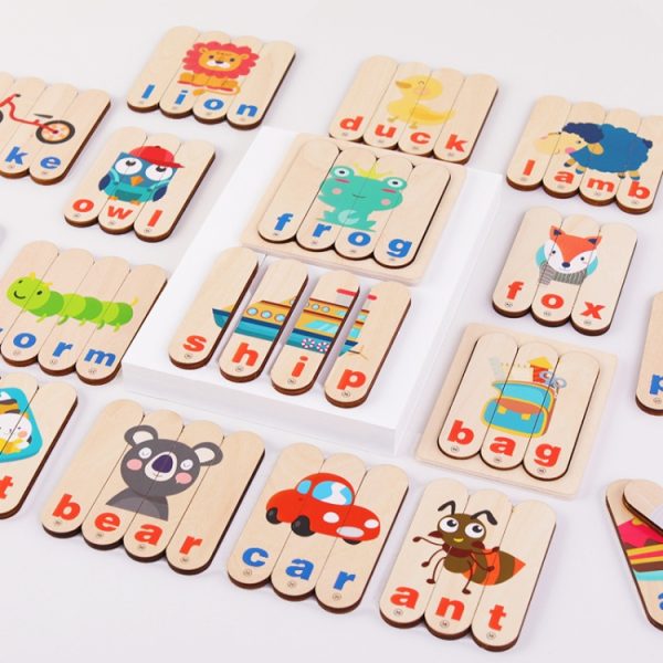 Wooden Bar Puzzles Kindergarten Spelling Words Ice Cream Stick English Learning Toy - Image 4