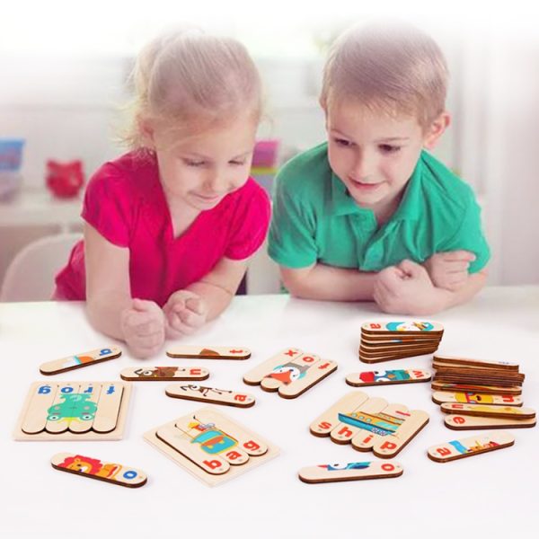 Wooden Bar Puzzles Kindergarten Spelling Words Ice Cream Stick English Learning Toy - Image 6