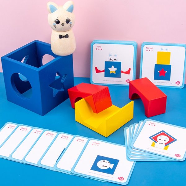 Children Puzzle Creative Assembling Building Blocks Cat Magic Box Baby Early Education Board Game Toys - Image 2